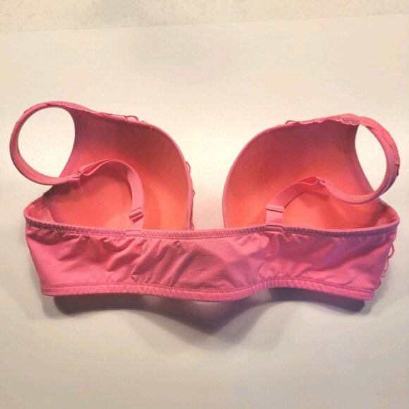 Cacique Boost Plunge Bra Hot Pink Front Closure Padded Underwire Size 42D - Picture 4 of 8